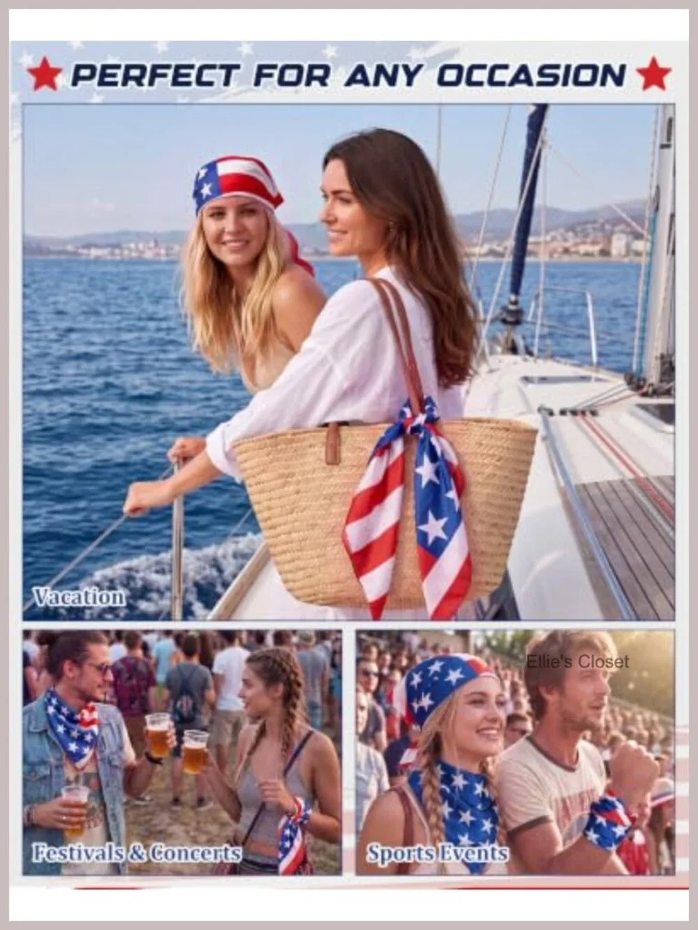 Silk-Like Polyester 27.5in Flag Bandana Scarf Set of 2 Hair Wrap Neck Scarf
